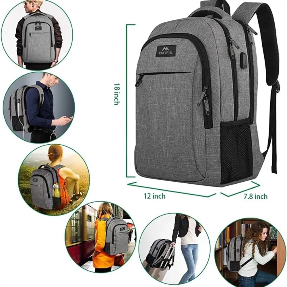 Matein gray fabric multi pocket backpack NWOT